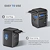 EPICKA Universal Travel Adapter, International Power Adapter with 2 USB-A & 3 USB-C Ports Wall Charger - Worldwide Travel Essentials, European Travel Plug Adapter for UK/US/AU (TA-105C, Black) #5