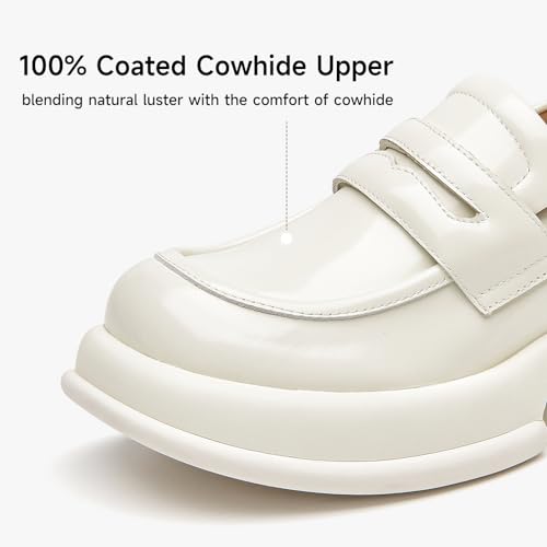 Image of BEAU TODAY Chunky Loafers Women,Patent Full Grain Leather Loafers for Women,Comfortable Slip-on Fashion Platform Shoes, Non Slip Business Casual Work Office Square Toe Dress Shoes