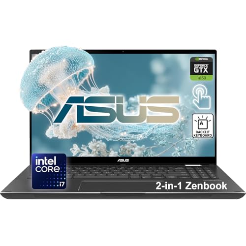 ASUS Zenbook 360° Flip 2-in-1 15.6' FHD Touchscreen Laptop | AI Enhanced Intel Core i7 Processor | NVIDIA GeForce GTX 1650 | 16GB DDR4 | 512GB PCIe SSD | Backlit Keyboard with Numeric Keypad