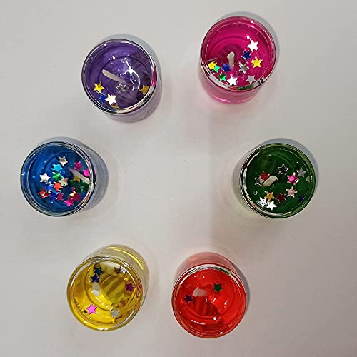 Image of Mini Glass Scented Gel Candle for Home, Office, Diwali All Kind of Festival Decoration in Glossy Multicolor (Set of 6, Size- 2.5x2.5 cm