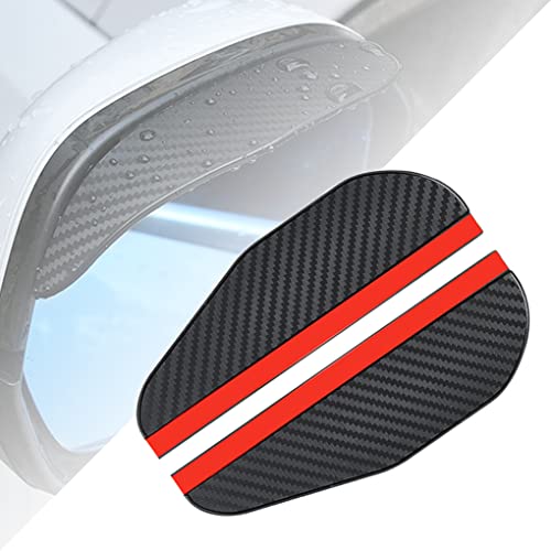 Amindz 2 Pièces Rétroviseur de Voiture Anti-Pluie Sourcils,Universel en Fibre de Carbone Rétroviseur Latéral Pluie Sourcil,Deflecteurs Protection de Pluie pour Rétroviseur Cover