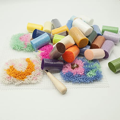 Image of EUBUY 30 Colors Latch Hook Yarn, Precut Assorted Colorful Yarn Bundles