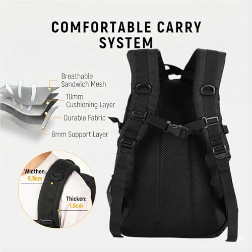 Foto von VINBAGGE Rucksack Molle Taktische Motorrad Wanderrucksack Outdoor Wasserdicht Trekkingrucksack 25L Campus Jagdrucksack Schulrucksack Jungen Daypack für Herren Damen Schwarz