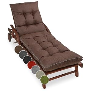 sunnypillow Liegenauflage 200 x 60 - Auflage für Gartenliege extra dick 13cm - Outdoor, wasserdicht, UV Lichtecht - Polster für Sonnenliege - Polsterauflagen für Liegestuhl - Kissen Braun