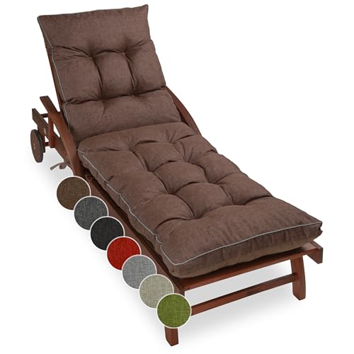 sunnypillow Cousisn Chaise Longue pour Jardin Extra épais 13 cm - Matelas de Bain de Soleil 200 x 60 cm - Extérieur, Imperméable, Résistant aux UV - Matelas pour transat - Fabriqué en UE - Marron