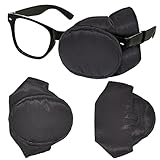 GELMAY Eye Patches for Glasses, Pure Silk 3D Eye Mask for Adult Kid Full Cover Pack Lazy Eye Medical Strabismus After Surgery Pirate Single Eye Patch One Eye Cover Pads (L Black)