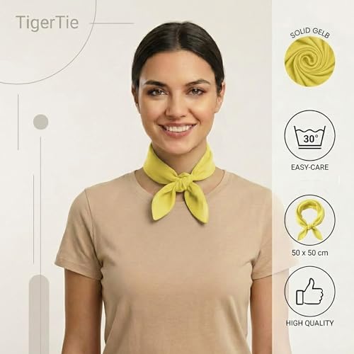 TigerTie Damen Nickituch Chiffon in Gelb Halstuch - zartes Accessoire - 50 x 50 cm