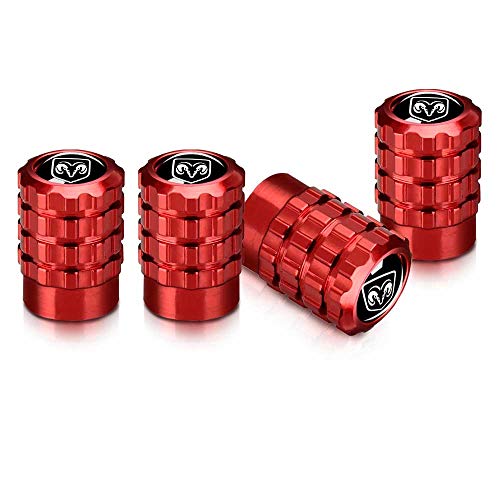 HAIGEZS 5pcs Valve Stem Caps,Logo Styling Decoration Accessories for Dodge Metal Car Wheel Tire Valve Stem Caps for Dodge Ram Charger Challenger Journey Durango Grand Caravan Series,Red - Thumbnail 2