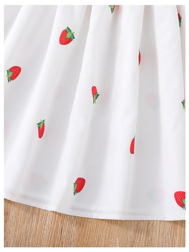 Floerns Girl's Summer Midi Dress Strawberry Cold Shoulder Puff Sleeve Cute A Line Dresses3