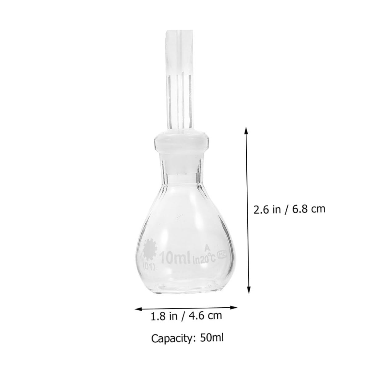 Picnometro In Vetro Con Tappo - Per Laboratorio, Misura Densità, Reagenti - 6x3.7cm - Foto 5