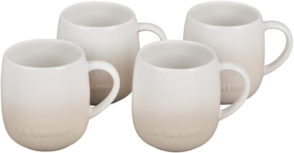 Le Creuset Stoneware Set of 4 Heritage Mugs, 13 oz. each, Shell Pink