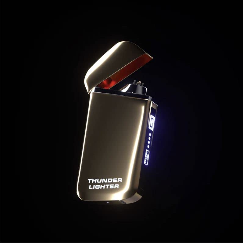Electric dual Arc Lighter USB Rechargeable Lighters Windproof Flameless Butane Free Lighters - Shiny gold