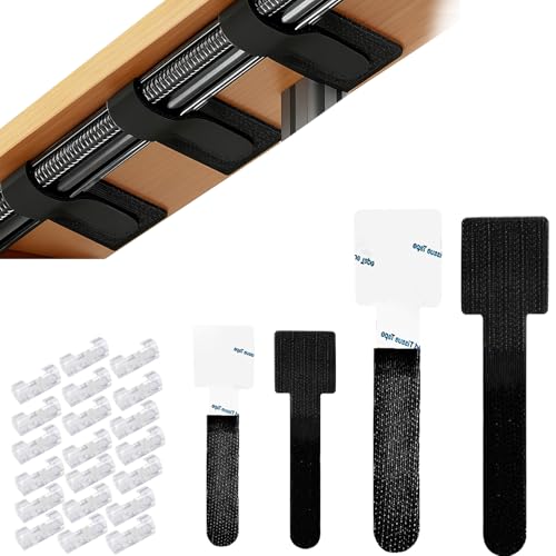 Yolistar Set de gestión de cables autoadhesivo, bridas de y clips, organizador para escritorio, pared, setup gaming, accesorios PC, soporte para cables para mantener orden