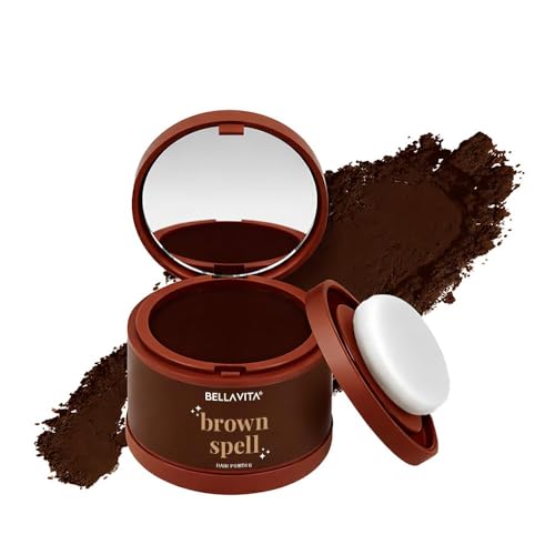Image of BELLAVITA Brown Spell Hair Powder | Instant Grey Coverage & Thinning Spot Concealer | Smudge-Proof, Sweat-Resistant & Long-Lasting Formula | Natural looking colour | 4g
