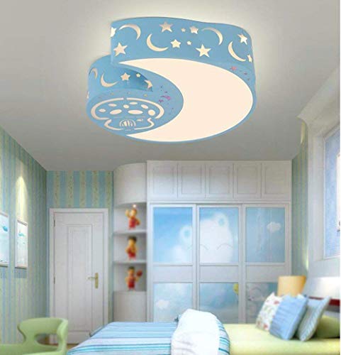 Plafonnier moderne enfants éclairage grand diamètre 50cm bleu et blanc chaud