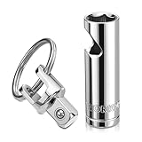WORKPRO Socket Bottle Opener, 3/8 Inch Drive x 14 mm Socket, Deep Square Drive Socket, CR-V, 6-Point, Portable Detachable Key Ring - for Automotive Repair, House Projects, Machinery Work, Gift for Men
