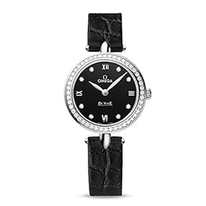 Omega De Ville Prestige Black Dial Black Leather Quartz Ladies Watch 424.18.27.60.51.001