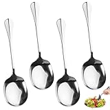 Varenzya 4 Piezas Cuchara para Servir, 21 × 6 cm Cuchara de Servir en Acero Inoxidable, Cucharas de Servicio de Acero Inoxidable, Big Salad Spoon para Restaurantes, Bufés, Banquetes, Hoteles (Plata)