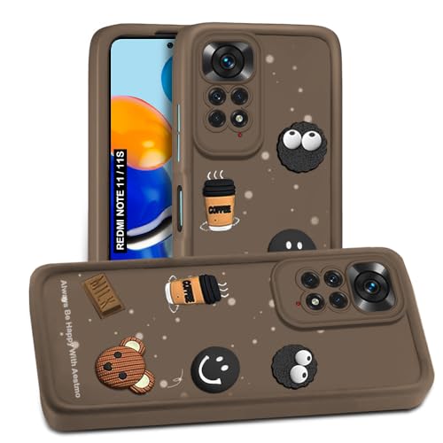 Image of AESTMO Back Case Cover for Redmi Note 11 / 11S Cover | Cute Fun Cartoon 3D Ball | Coffee Silicone Case | Full Body Protection | Camera Protection Back Cover for Redmi Note 11 / 11S (Brown)
