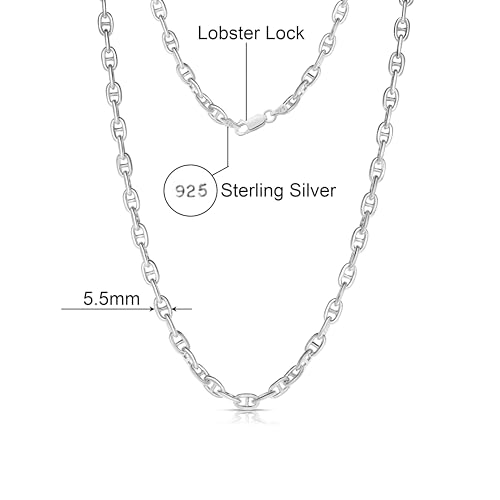 Savlano 925 Sterling Silver Hollow Mariner Anchor Link Chain Necklace for Women & Men Comes with Gift Box- Made in Italy3