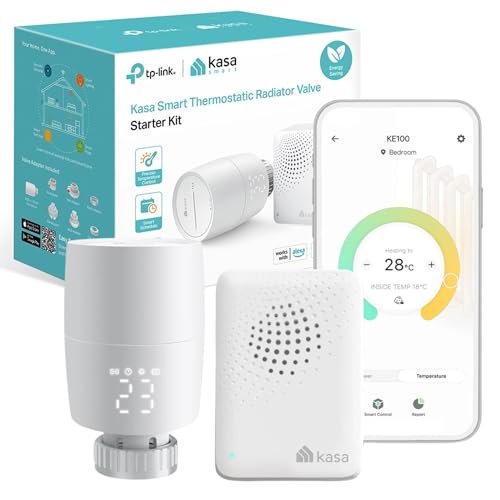TP-Link Kasa Smart Thermostat Radiator Valve Smart Radiator Valve Energy Saving LED display Radiator Thermostat Valve Smart TRV Schedule Works with Alexa & Google Easy installation(KE100 KIT)