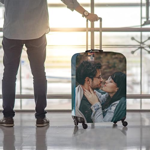 Custom Luggage Cover, Personalized Luggage Cover Design Your Name Photo Text Logo, Customized Travel Suitcase Protector Cover Gifts for Men Women Kids Team, Washable, Double-Sided Printing3