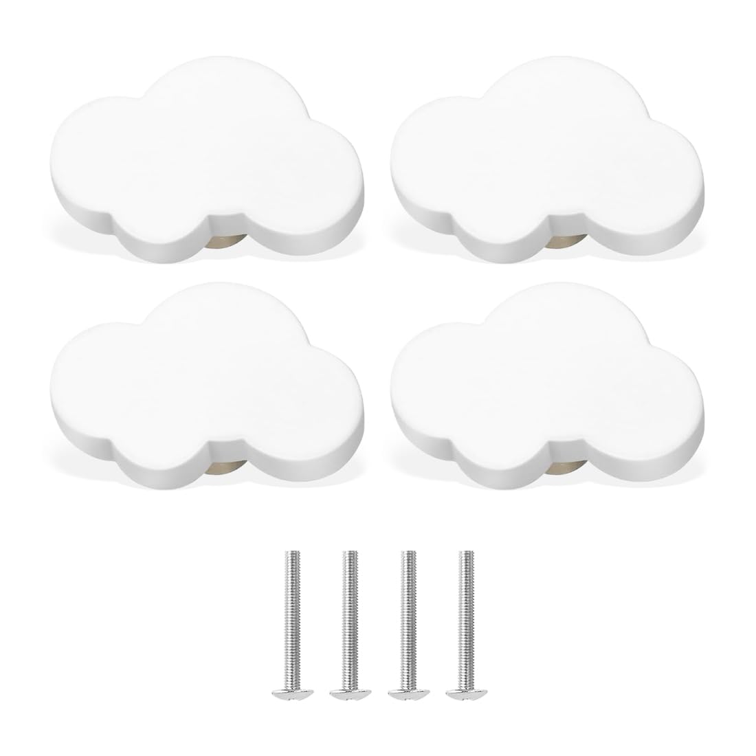 Pomelli per Cassetti Forma Nuvola Morbida Bianco 4 Pezzi Decorativi per Mobili Bambini