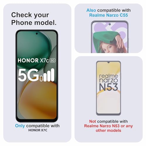 Image of Tempered Glass Screen Protector Compatible for Honor X7c 5G / Honor X7C with Edge to Edge Coverage and Easy Installation Kit