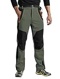 donhobo Herren Outdoorhose Wanderhose Trekkinghose Softshellhose Wasserdicht Winddicht Warm Gefüttert Winterhose Skihosen (Armeegrün, XL)