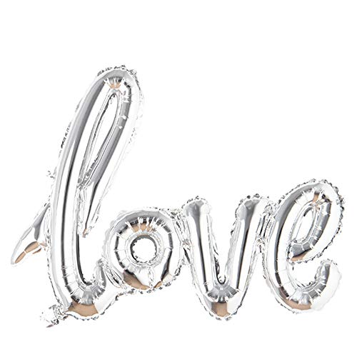 Giant multicolor Love Letter Foil Balloons Champagne Love Balloon Wedding Party Decoration Valentines Day Gift Marriage Decor (Silver)