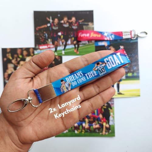 Image of TenorArts Barcelona Gift Box Merchandise for Fans - 5x7 Inches Laminated Photo Frame,2 Keychain, 1 Badge, 4 4x6 inches Sized Posters, 15+ Multi sized Players Stickers - 5 items in 1 Box (Barcelona)