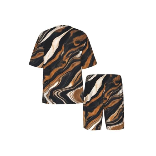 Pyjama homme imprimé marbre ensemble extensible pour éviter la chaleur la nuit