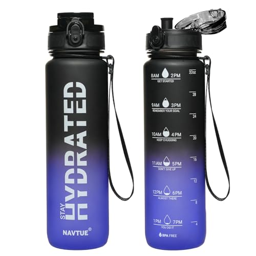 Image of Water Bottle 32 oz Motivational Time Marker Tritan Bottle