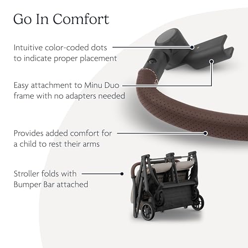 Image of UPPAbaby Bumper Bar for Minu Duo Stroller - Quick Attachment - Folds with Stroller - Chestnut