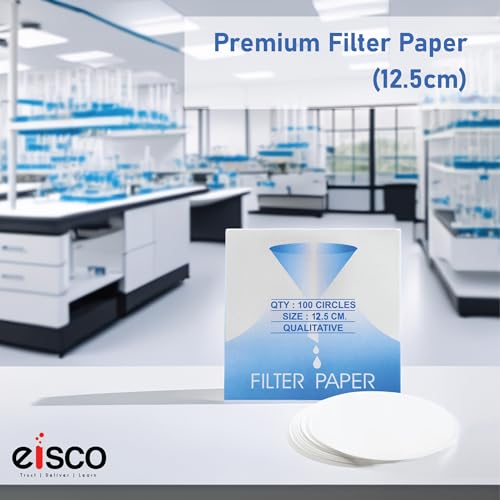 Image of EISCO Pack of 100 Premium Qualitative Filter Paper - 12.5cm, 8-10 Micron, High-Purity Lab Paper for Chemistry, Liquid Filtration, Science Experiments, Research, Classroom & STEM Activities