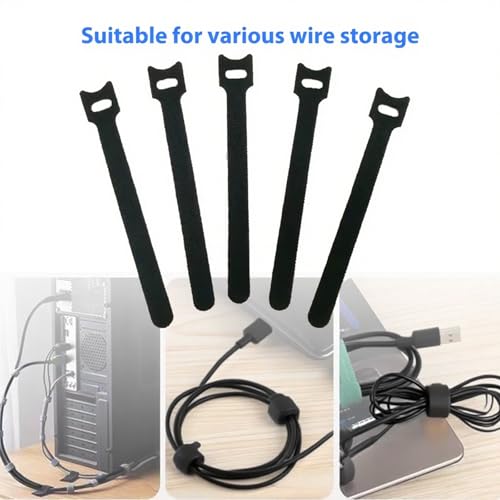 Reusable Cable Ties Hook and Loop Straps 60PCS Wire Organizer for Desk Office Electronics Travel Cable Management Use(Black) miniatura 3
