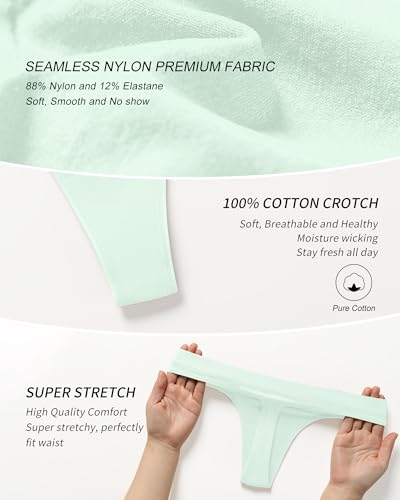 Image of SHARICCA Seamless Thongs for Women Sexy Breathable No Show Thong Underwear Women Multiple Pack