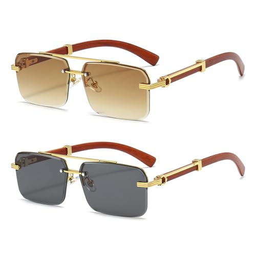 Image of Gleyemor Mens Sunglasses Fashion Rimless Rectangle Sunglasses Square Frameless Sunglasses for Men