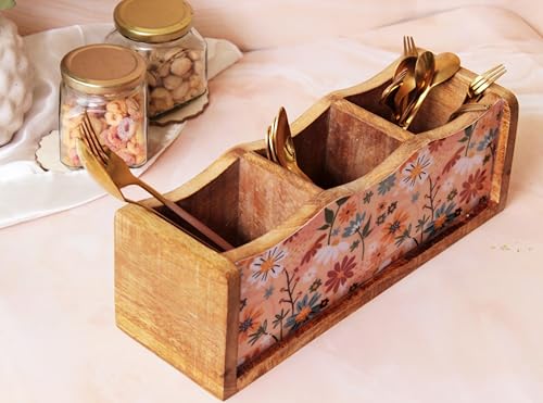 Image of Monstera Hut - Wooden Cutlery Holder| Cutlery Stand For Kitchen | Spoon Holder |Utensil Holder for Kitchen Counter | Wooden Storage Organiser (30 *10*10 cm)