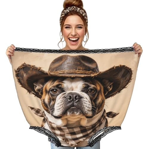Chintiz Ropa interior divertida para mujeres y hombres, sombrero de vaquero, bulldog francés, novedad, bragas gigantes para abuelas, Navidad, novia, boda, regalos de broma