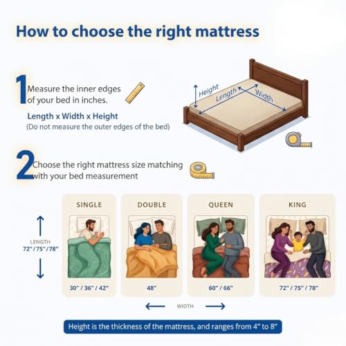 Image of Orthopedic Rebonded Mattress for Back Pain Relief with Memory Foam | Ortho Spine Care Zero Motion Transfer Breathable Cooling Fabric