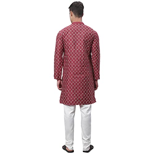 Image of SOJANYA (Since 1958 Men's Silk Blend Kurta Pyjama Set | Multi Embroidered Traditional Ethnic Wear for Navratri, Garba, Puja & Wedding