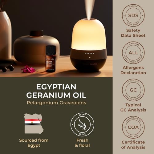 Image of 100% Pure Egyptian Geranium Essential Oil - 0.34 Fl Oz - Egyptian Geranium Oil for Hair, Skin, Diffuser, Aromatherapy & DIY Candle Making Scent