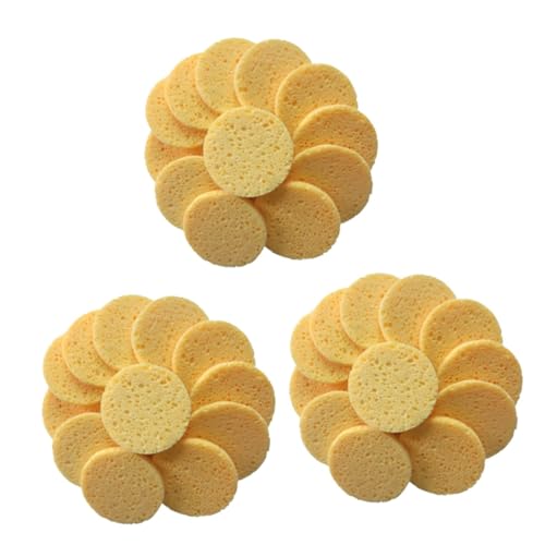 MUSISALY 3sets Cotton Makeup Remover Pads Gentle Exfoliating Facial Sponges Round Pads Soft Sponge Cushion for Daily Use 20pcs*3