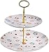 Corbeille de fruits Gâteau rack double gâteau en céramique rack doux Snack Grill Dessert Fruit Plateau Dans Le Salon Fruit Bowl 2 Fruit Basket Niveau Countertop Stockage décoratif Assiette de fruits