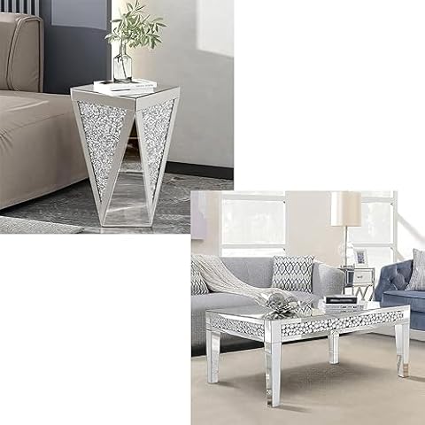 Pregaspor Mirrored end Table and Mirrored Coffee Table Bundle Cover