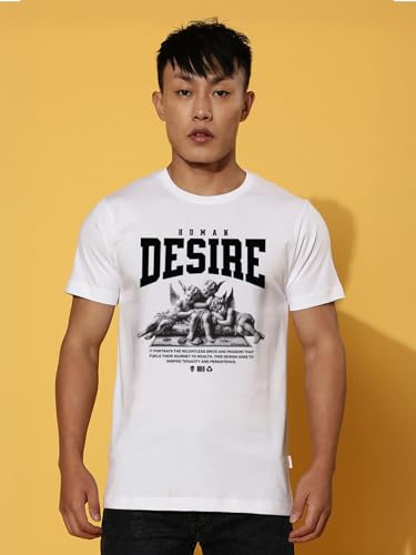 Image of Veirdo Regular Fit Half Sleeves Round Neck Arizona Typographic Printed Pure Cotton T-Shirt for Men (Colors: Green & Navy)