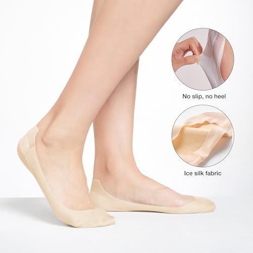 4 Pairs No Show Socks Women for Flats Ultra Low Cut Non-Slip Socks Invisible Hidden Socks Size 5-104