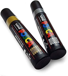 Posca UNI-BALL MARKER PEN PC-17K - XXL Chisel Tip for Large Backgrounds - Gold & Silver