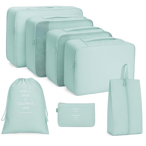 Image of Urtala 7 in 1 Travel Laundry Cosmetics Luggage Packing Organizers Set with Shoe Bag, Nylon (Organiser Bag, Grey)